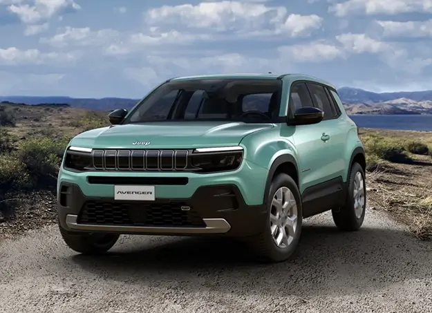 Vue trois quart du Jeep Avenger en extérieur